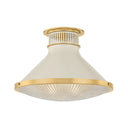 Aged Brass and Off-White Highclere Flush Mount 17.75" x 12.25" by Hudson Valley