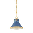 Aged Brass and Soft French Blue Highclere Pendant 12.75" x 12" by Hudson Valley