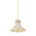 Aged Brass and Off-White Highclere Pendant 12.75" x 12" by Hudson Valley