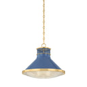 Aged Brass and Soft French Blue Highclere Pendant 17.75" x 14.5" by Hudson Valley