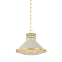 Aged Brass and Off-White Highclere Pendant 17.75" x 14.5" by Hudson Valley