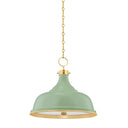 Aged Brass and Leaf Green Painted No. 1 Pendant 18" x 16" by Hudson Valley