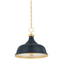 Aged Brass and Darkest Blue Painted No. 1 Pendant 18" x 16" by Hudson Valley