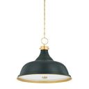 Aged Brass and Soft Studio Green Painted No. 1 Pendant 23.5" x 18.75" by Hudson Valley
