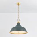 Aged Brass and Soft Studio Green Painted No. 1 Pendant 23.5" x 18.75" by Hudson Valley, view 3