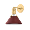 Aged Brass and Soft Crimson Painted No. 2 Wall Sconce 9.5" x 12" by Hudson Valley