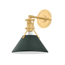 Aged Brass and Soft Studio Green Painted No. 2 Wall Sconce 9.5" x 12" by Hudson Valley
