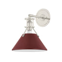 Polished Nickel and Soft Crimson Painted No. 2 Wall Sconce 9.5" x 12" by Hudson Valley