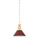 Aged Brass and Soft Crimson Painted No.2 Pendant 9.5" x 9.25" by Hudson Valley