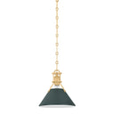 Aged Brass and Soft Studio Green Painted No.2 Pendant 9.5" x 9.25" by Hudson Valley