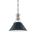 Polished Nickel and Darkest Blue Painted No.2 Pendant 9.5" x 9.25" by Hudson Valley