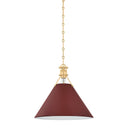 Aged Brass and Soft Crimson Painted No. 2 Pendant 16" x 14.75" by Hudson Valley