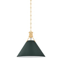 Aged Brass and Soft Studio Green Painted No. 2 Pendant 16" x 14.75" by Hudson Valley