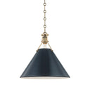 Aged Brass and Darkest Blue Painted No.2 Pendant 16" x 14.5" by Hudson Valley