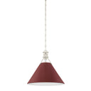 Polished Nickel and Soft Crimson Painted No. 2 Pendant 16" x 14.75" by Hudson Valley