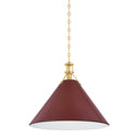Aged Brass and Soft Crimson Painted No. 2 Pendant 21" x 17.5" by Hudson Valley