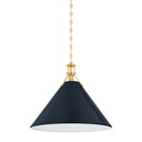 Aged Brass and Darkest Blue Painted No. 2 Pendant 21" x 17.5" by Hudson Valley