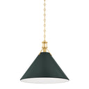 Aged Brass and Soft Studio Green Painted No. 2 Pendant 21" x 17.5" by Hudson Valley