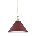Polished Nickel and Soft Crimson Painted No. 2 Pendant 21" x 17.5" by Hudson Valley