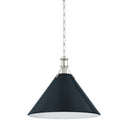 Polished Nickel and Darkest Blue Painted No. 2 Pendant 21" x 17.5" by Hudson Valley