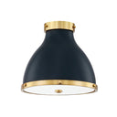 Aged Brass and Darkest Blue Painted No. 3 Flush Mount 12.5" x 11" by Hudson Valley