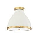 Aged Brass and Off-White Painted No. 3 Flush Mount 12.5" x 11" by Hudson Valley