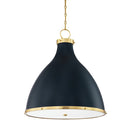 Aged Brass and Darkest Blue Painted No. 3 Pendant 22.5" x 25" by Hudson Valley