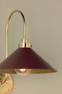 Aged Brass and Soft Crimson Clivedon Wall Sconce 12" x 16" by Hudson Valley, view 4