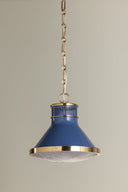 Aged Brass and Soft French Blue Highclere Pendant 12.75" x 12" by Hudson Valley, view 6