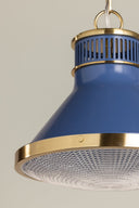 Aged Brass and Soft French Blue Highclere Pendant 12.75" x 12" by Hudson Valley, view 5