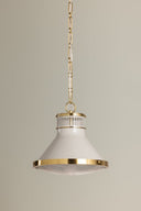 Aged Brass and Off-White Highclere Pendant 12.75" x 12" by Hudson Valley, view 6
