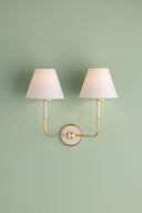 Aged Brass and Off-White Wedgewood Wall Sconce 19" x 16" by Hudson Valley, view 3