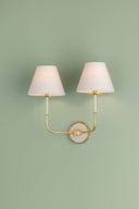 Aged Brass and Off-White Wedgewood Wall Sconce 19" x 16" by Hudson Valley, view 4