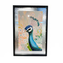 Peacock Closeup Teal and Peach | Hand Embellished Silver Leaf