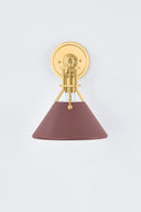Aged Brass and Soft Crimson Painted No. 2 Wall Sconce 9.5" x 12" by Hudson Valley, view 2
