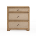 Laurentis 23.5" Light Taupe Suede and Wood 3-Drawer Nightstand