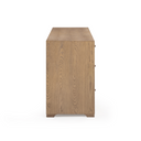 Laurentis 64" Light Taupe Suede and Wood 6-Drawer Dresser