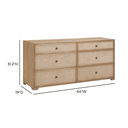 Laurentis 64" Light Taupe Suede and Wood 6-Drawer Dresser