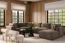Cali 7-Piece Chocolate Brown Performance Velvet Large Chaise Sectional