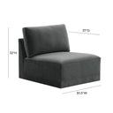 Willow Performance Velvet Modular Armless Chair