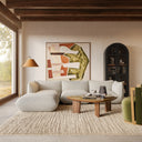 Arezza Stone White Contract-Grade Basketweave Chenille Corner Chair