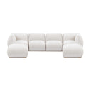 Arezza Stone White Contract-Grade Basketweave Chenille Modular U-Chaise Sectional
