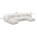 Arezza Stone White Contract-Grade Basketweave Chenille Modular U-Chaise Sectional