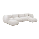 Arezza Stone White Contract-Grade Basketweave Chenille Modular U-Chaise Sectional