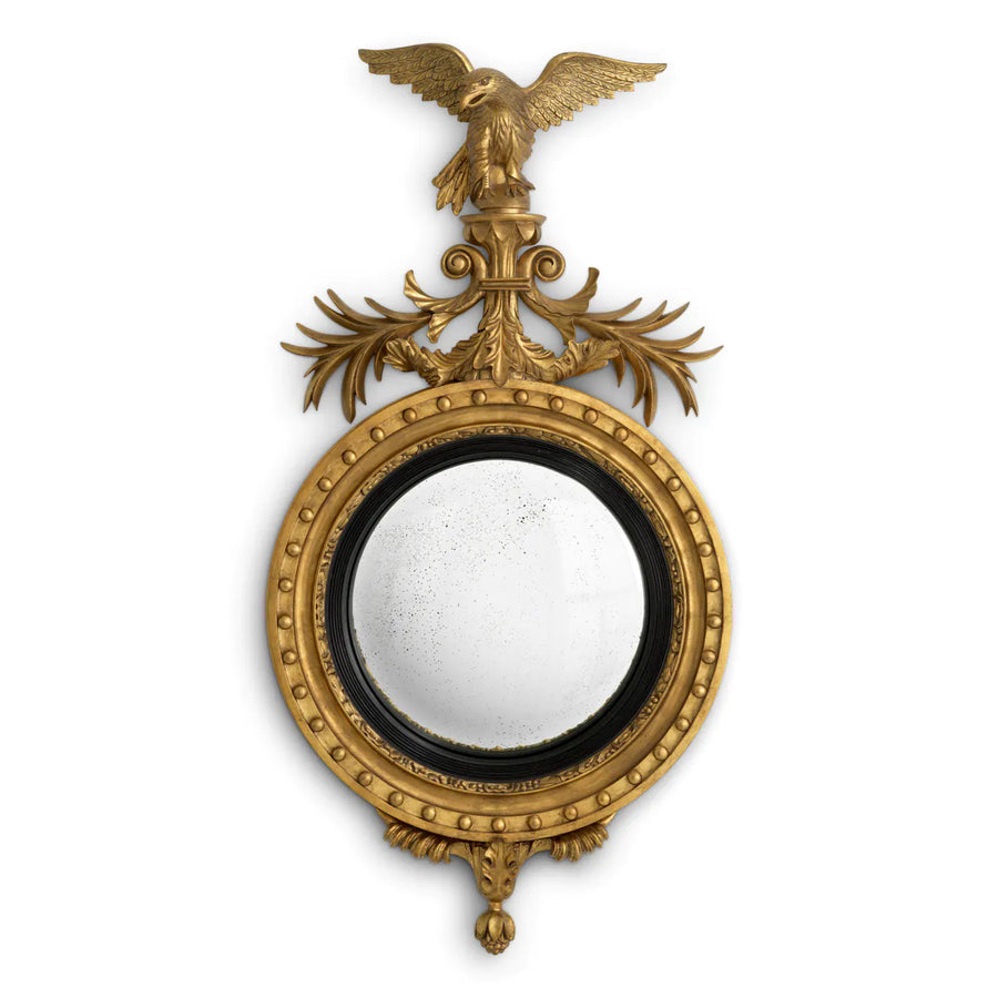 Antique Gold Convex Mirror Girandole