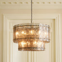 2-Tiered Glass Panel Chandelier Georgette by Eichholtz, view 2