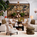 Beige Upholstered Accent Armchair Roumier