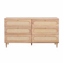 Carmen 63" Natural Ash and Cane 6-Drawer Dresser