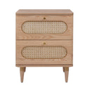 Carmen 19" Natural Ash and Cane 2-Drawer Nightstand