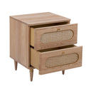 Carmen 19" Natural Ash and Cane 2-Drawer Nightstand